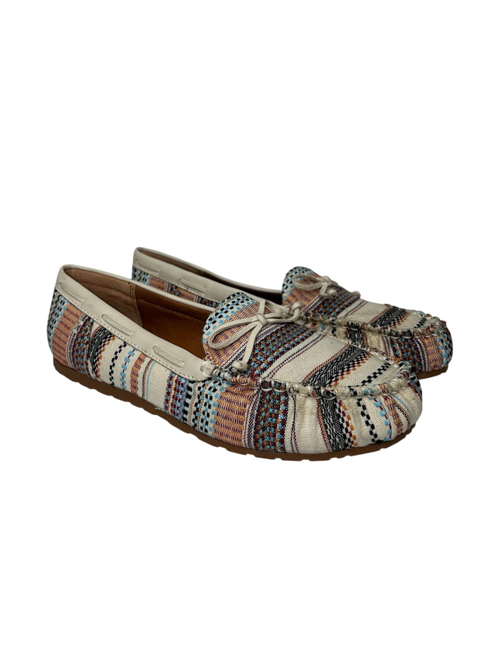 New Zodiac Woven Stripe Driving Moccasins Shoes 11 Multi